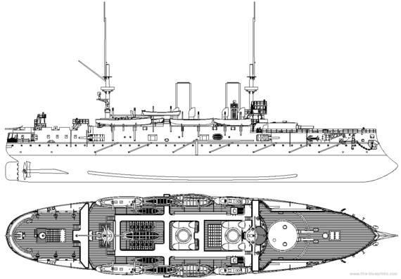 Ship Russia - Imperator Nikolai [Battleship] (1904) - drawings, dimensions, pictures